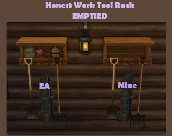 Maxis Match Honest Work Tool Shelf EMPTIED by simsfinds - The Sims 4 Custom Content