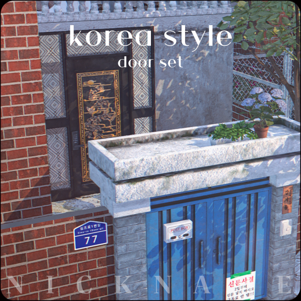 Alpha Korea style door set by simsfinds - The Sims 4 Custom Content