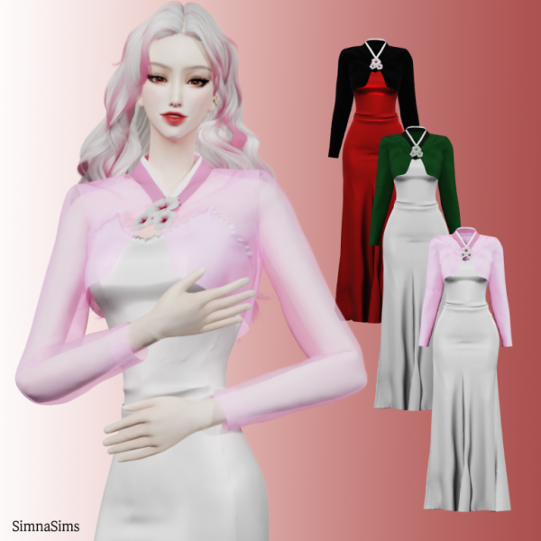 Alpha Baekmae Hanbok Dress by simsfinds - The Sims 4 Custom Content