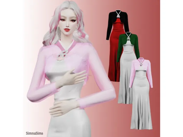 Alpha Baekmae Hanbok Dress - The Sims 4 Custom Content