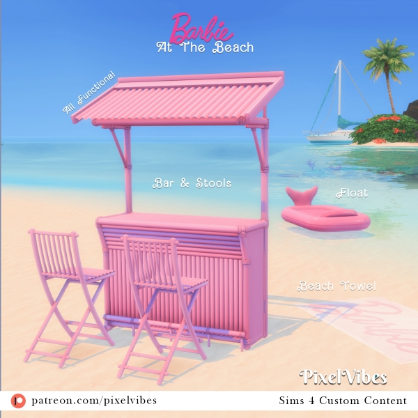 Alpha Barbie At The Beach by pixelvibes - The Sims 4 Custom Content