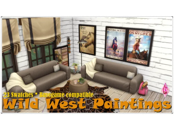 Mix Wild West Paintings by Annett's Sims 4 Welt ASW - The Sims 4 Custom Content