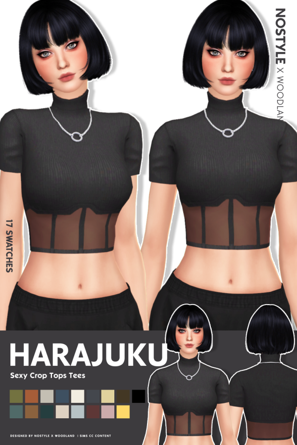 Maxis Match Harajuku Sexy Crop Tops Tee by simsfinds - The Sims 4 Custom Content