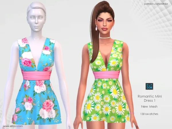 Alpha 2023 August 1 Romantic Mini Dress - The Sims 4 Custom Content