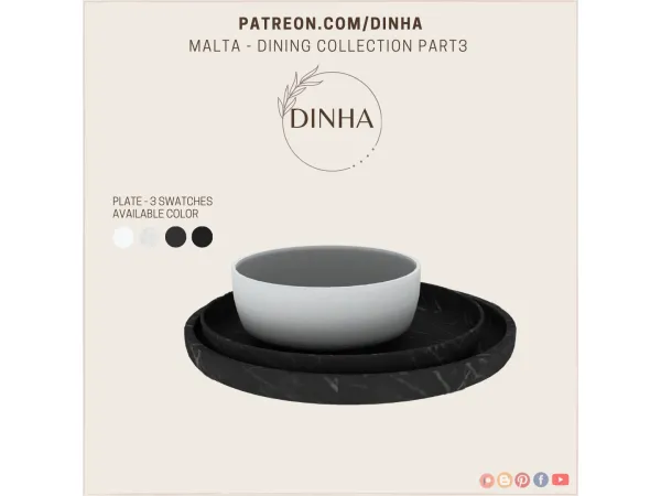 Mix Malta Dining Collection (Plates) - The Sims 4 Custom Content