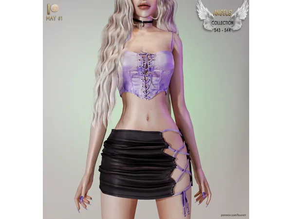 Alpha VINYL OUTFIT (TOPSKIRT) S43 S44 tr by busra - The Sims 4 Custom Content