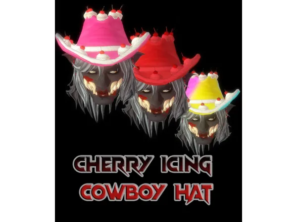 Maxis Match CHERRY ICING COWBOY HAT by crazylazy - The Sims 4 Custom Content