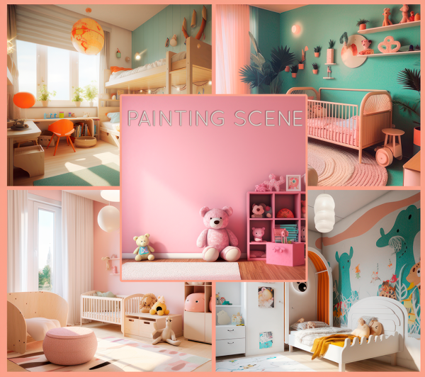 Alpha Painting kids Room Scene by simsfinds - The Sims 4 Custom Content