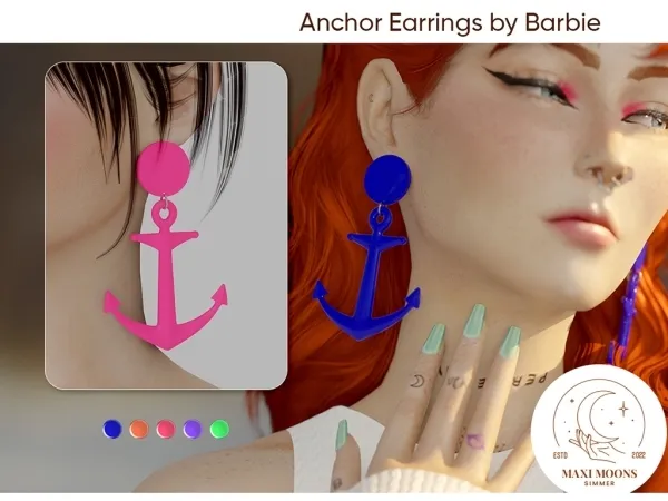 Alpha anchor earrings by barbie - The Sims 4 Custom Content