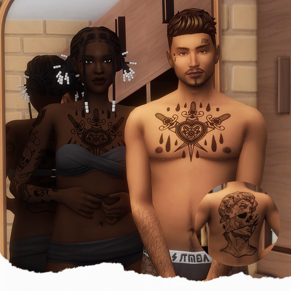 Mix JACK an upper chest and back tattoo by simsfinds - The Sims 4 Custom Content