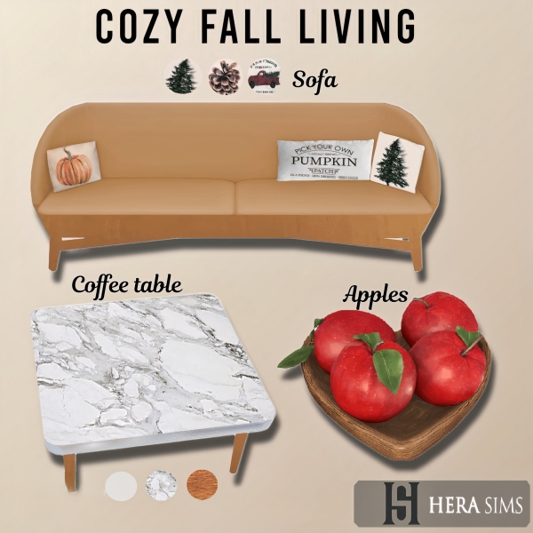 Alpha Cozy fall living set by herasims4 - The Sims 4 Custom Content