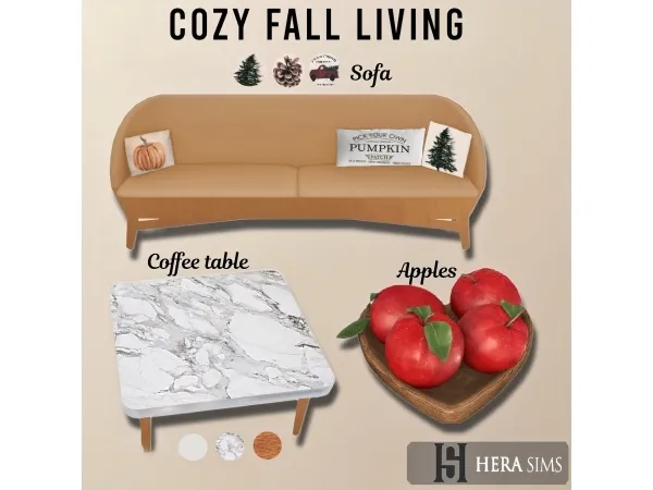 Alpha Cozy fall living set - The Sims 4 Custom Content