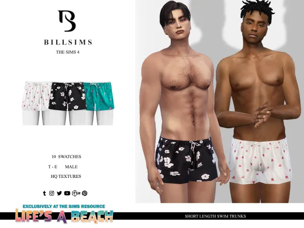 Alpha Lifes A Beach Short Length Swim Trunks ( ) - The Sims 4 Custom Content