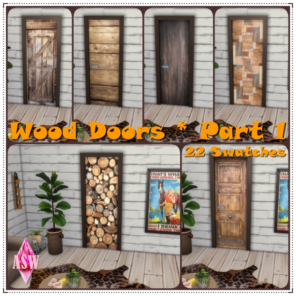 Alpha Wood Doors Part 1 by simsfinds - The Sims 4 Custom Content