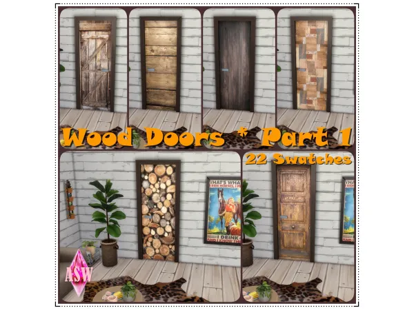 Alpha Wood Doors Part 1 by Annett's Sims 4 Welt ASW - The Sims 4 Custom Content