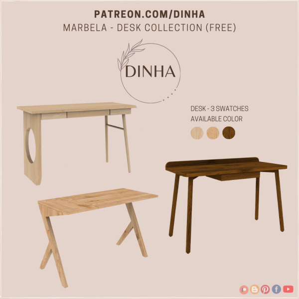 Alpha Marbela Desk Collection (FREE) by dinhagamer - The Sims 4 Custom Content