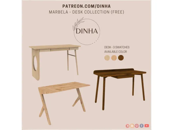 Alpha Marbela Desk Collection (FREE) - The Sims 4 Custom Content