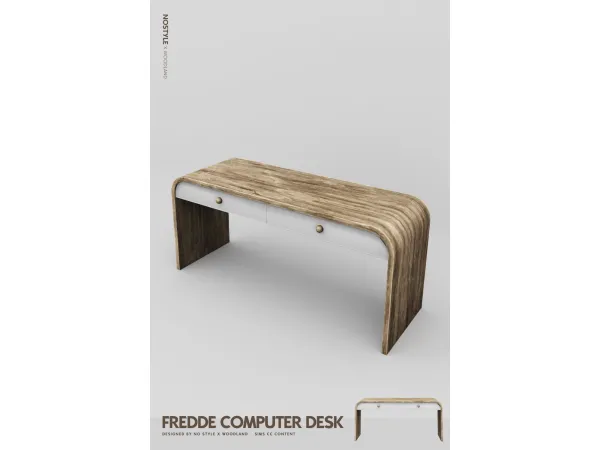 Maxis Match FREDDE COMPUTER DESK by NO STYLE X W O O D L A N D - The Sims 4 Custom Content