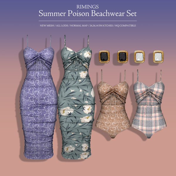 Alpha [RIMINGS] Summer Poison Beachwear Set by simsfinds - The Sims 4 Custom Content
