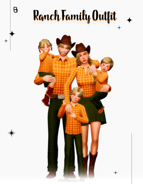 Maxis Match RANCH FAMILY OUTFIT by simsfinds - The Sims 4 Custom Content