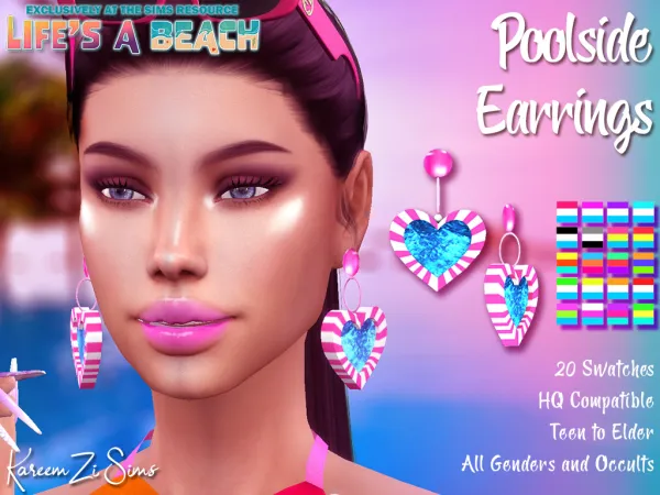 Maxis Match Life's A Beach Poolside Earrings - The Sims 4 Custom Content
