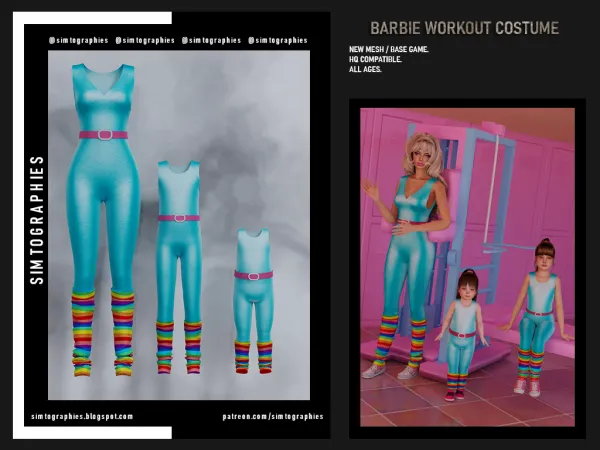 Alpha Barbie Workout Costume - The Sims 4 Custom Content
