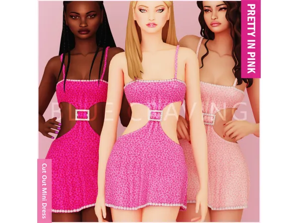 Alpha Blue Craving Pink Cut Out Dress - The Sims 4 Custom Content