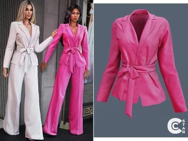 Crossed Blazer with Belt - cool_content_star