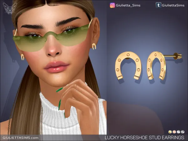 Alpha Lucky Horseshoe Pendant Earrings For Adults Kids and Toddlers - The Sims 4 Custom Content
