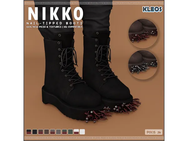 Alpha PEACH Nikko Nail Tipped Boots by Kleos Sims - The Sims 4 Custom Content