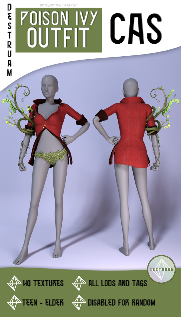 Alpha Poison Ivy outfit by simsfinds - The Sims 4 Custom Content