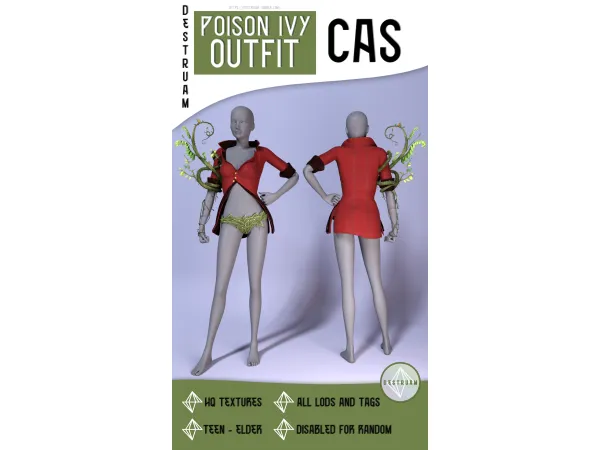Alpha Poison Ivy outfit - The Sims 4 Custom Content
