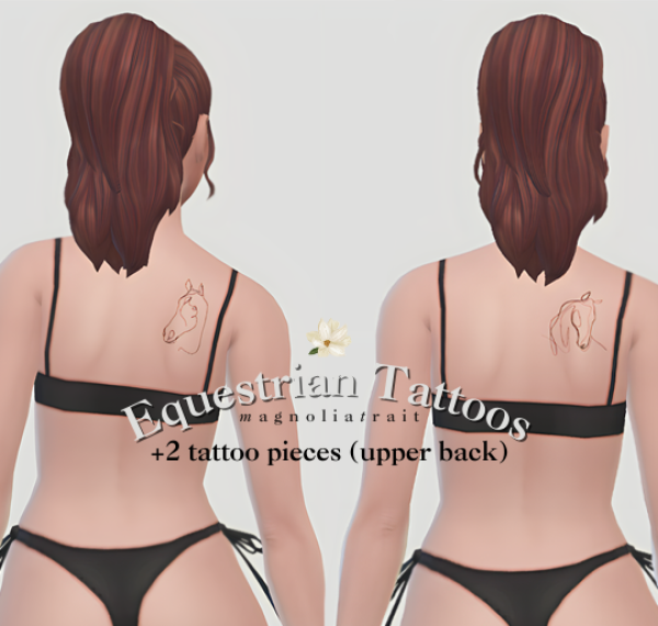 Mix ꕤ Equestrian Tattoos 2 pieces (upper back) by simsfinds - The Sims 4 Custom Content
