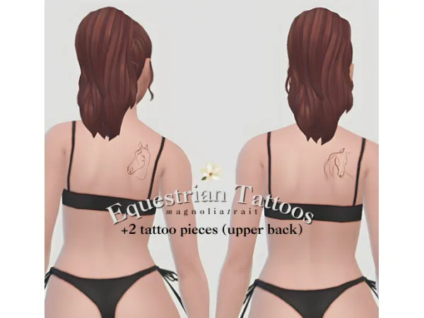 Mix ꕤ Equestrian Tattoos 2 pieces (upper back) by ꕤ - The Sims 4 Custom Content