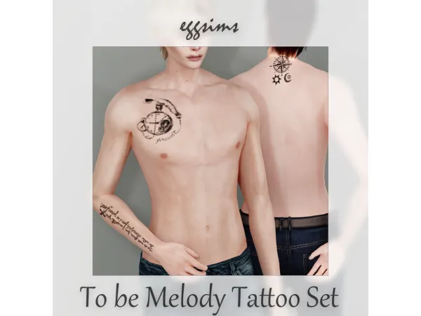 Mix [EGGSIMS] To be Melody Tattoo Set by EggU - The Sims 4 Custom Content
