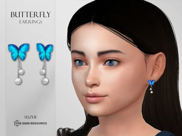 Alpha Butterfly Earrings Child - The Sims 4 Custom Content