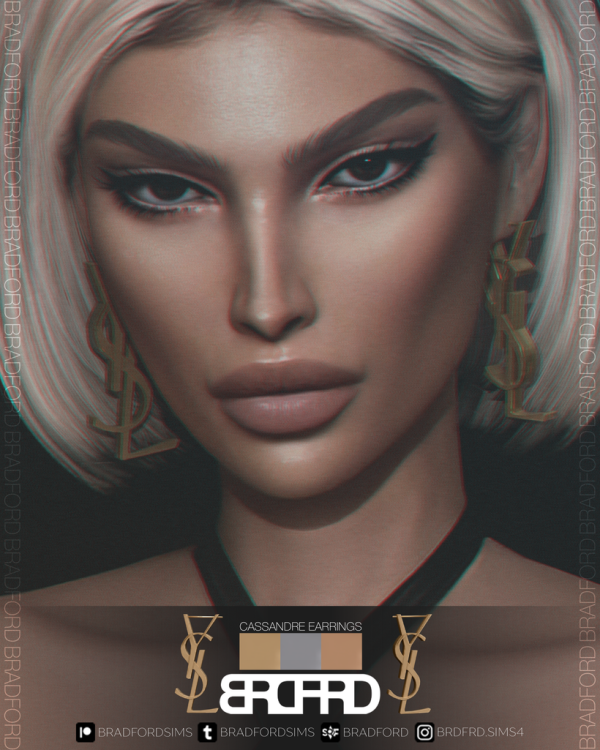Alpha CASSANDRE EARRINGS by bradford - The Sims 4 Custom Content