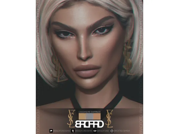 Alpha CASSANDRE EARRINGS by BRADFORD - The Sims 4 Custom Content