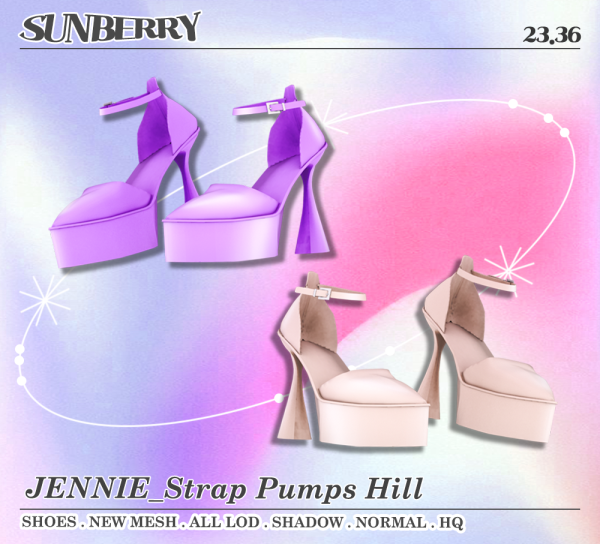 Alpha [SUNBERRY] JENNIE_Strap Pumps Hill 2336 by simsfinds - The Sims 4 Custom Content
