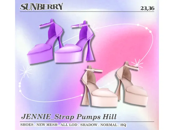 Alpha [SUNBERRY] JENNIE_Strap Pumps Hill 2336 - The Sims 4 Custom Content