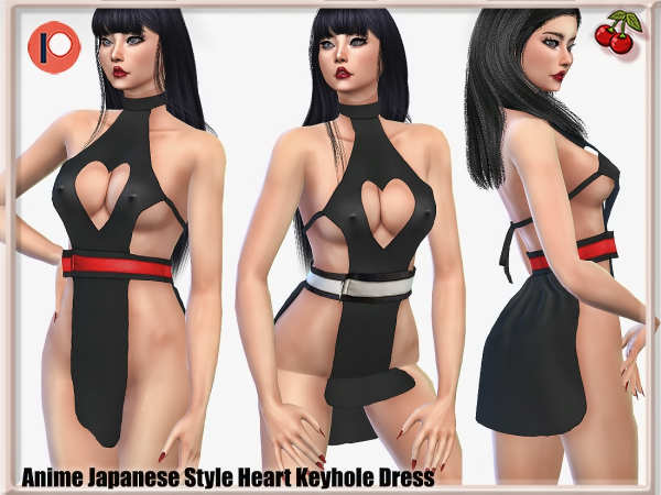 Alpha Role Cosplay Japanese Style 43310450277903 Keyhole Dress by simsfinds - The Sims 4 Custom Content