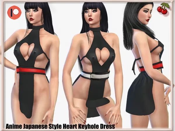 Alpha Role Cosplay Japanese Style 43310450277903 Keyhole Dress by Harmonia's Secret - The Sims 4 Custom Content