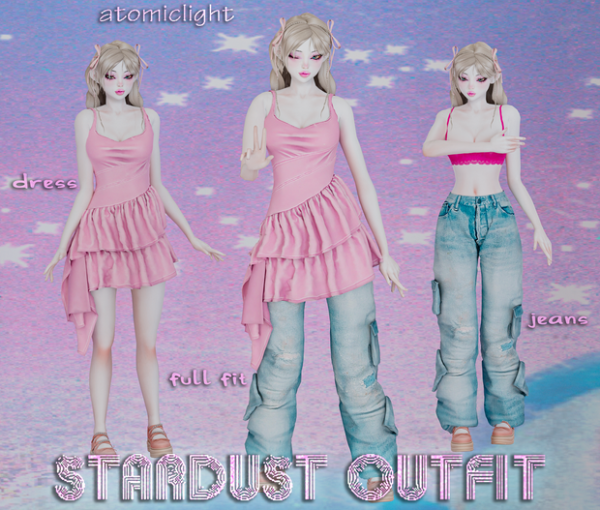 Alpha Stardust Outfit (3 versions) ᐢㅅᐢ by atomiclight - The Sims 4 Custom Content