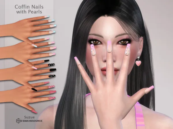 Alpha Coffin Nails with Pearls - The Sims 4 Custom Content