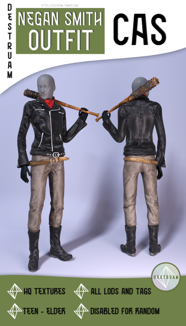 Alpha Negan Smith outfit by simsfinds - The Sims 4 Custom Content