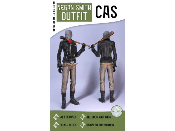 Alpha Negan Smith outfit - The Sims 4 Custom Content