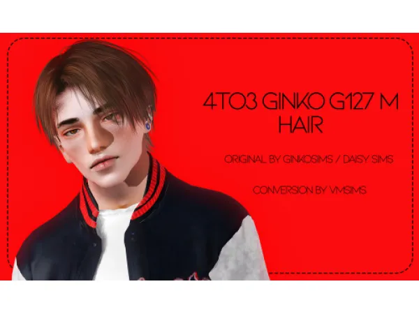 4to3 Ginko G127 M Hair by VMSims - The Sims 3 Custom Content