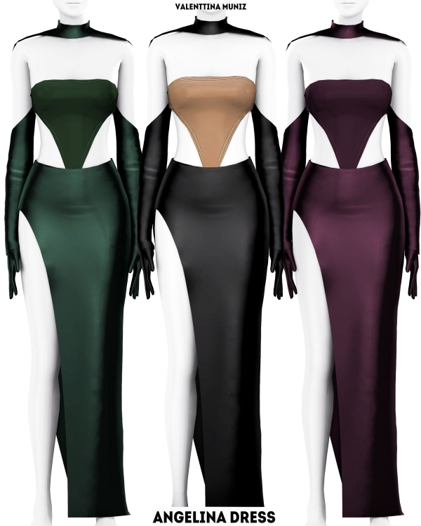 Angelina Dress Custom Content Valenttina Muniz by valentinamuniz - The Sims 4 Custom Content