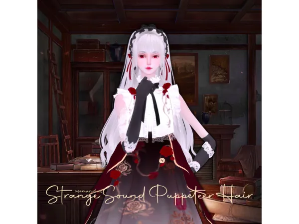 Alpha Strange Sound Puppeteer Hair by usamarusims 兔丸欸嘿 - The Sims 4 Custom Content