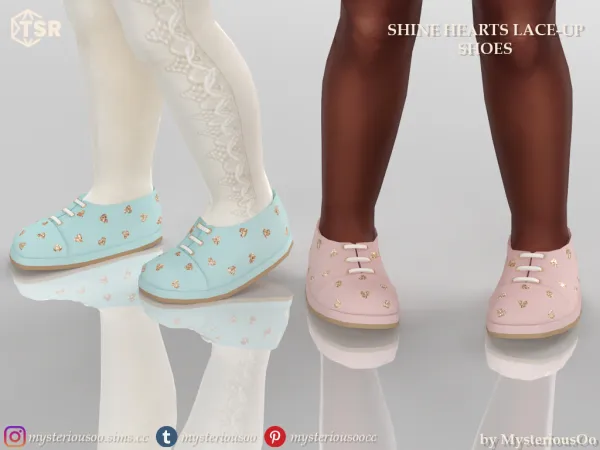 Alpha Shine hearts lace up pastel shoes in 9 colors for toddlers - The Sims 4 Custom Content